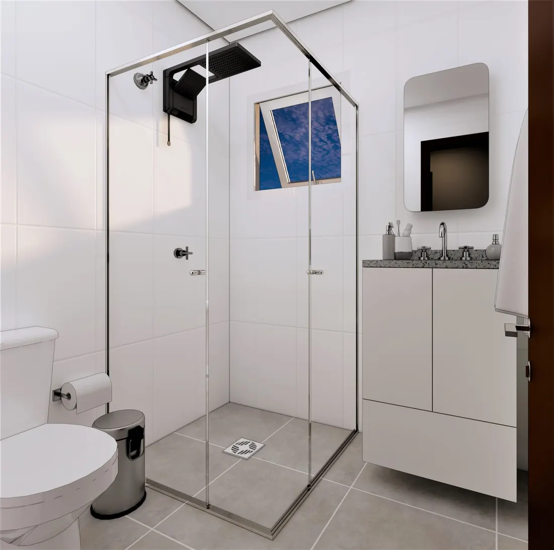 Banheiro da suíte do apartamento de 3 dormitórios
